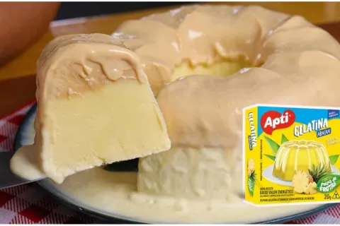 Pudim sorvetão com gelatina maravilhoso que fica pronto em p