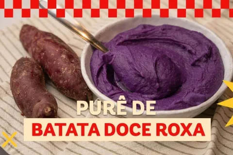 Purê de batata doce com uma cor linda e textura aveludada, p