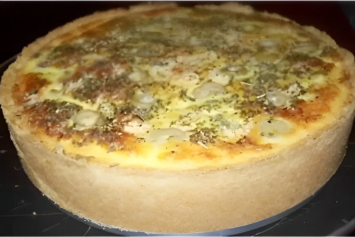 Quiche de frango com palmito fácil de fazer para seu lanche