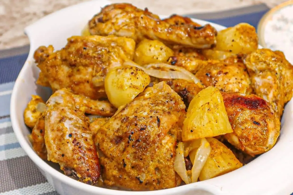 Receita da minha mãe para fazer frango assado com batatas pa