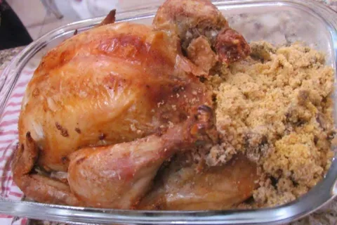 Receita de frango assado recheado igual de padaria para serv