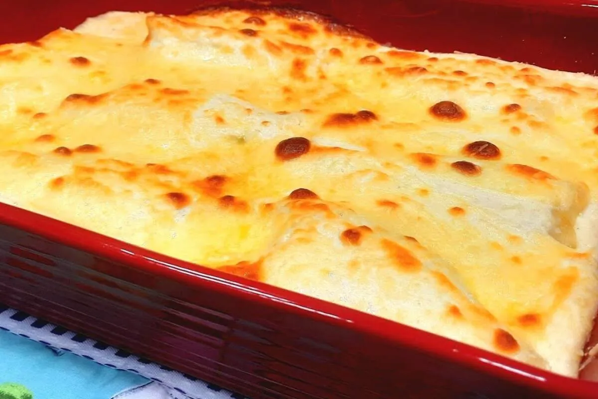 Receita fácil e deliciosa de canelone de frango com massa de