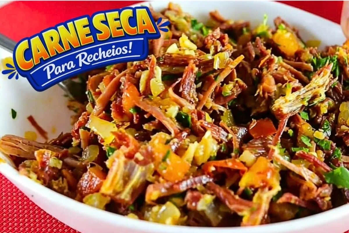 Recheio de carne seca bem temperado e cremoso para você util