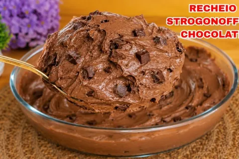 Recheio de chocolate sem fogo no estilo strogonoff, para rec