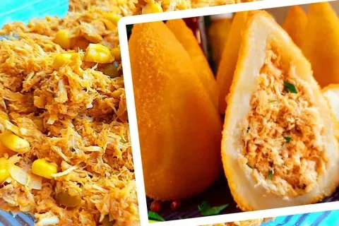 Recheio de frango ideal para coxinhas e tortas, que fica bem