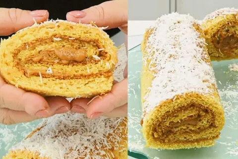 Rocambole de doce de leite feito em menos de 15 minutos, prá