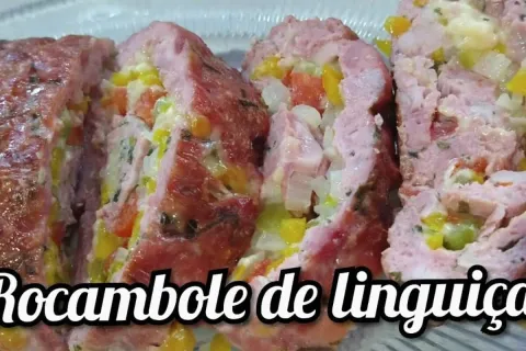 Rocambole de linguiça bem recheado, para você surpreender a 