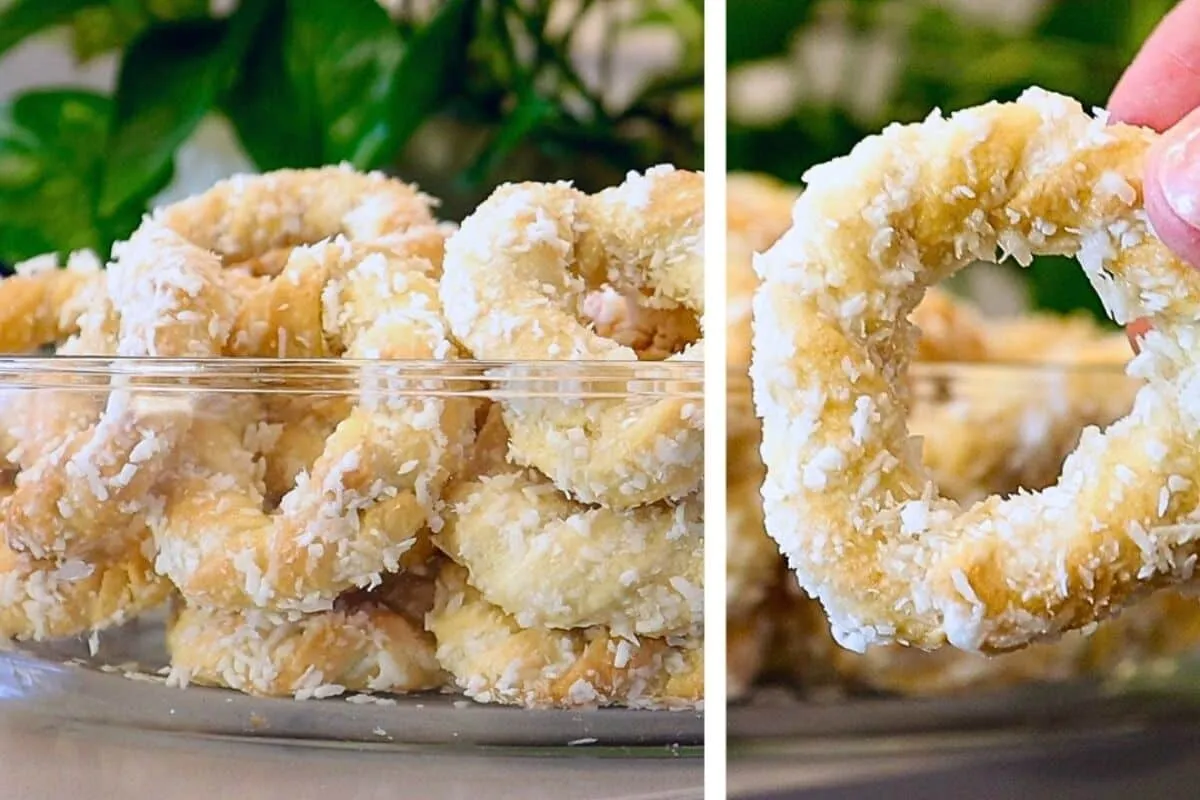 Rosquinha Samantha clássica de padaria com açúcar e coco ral