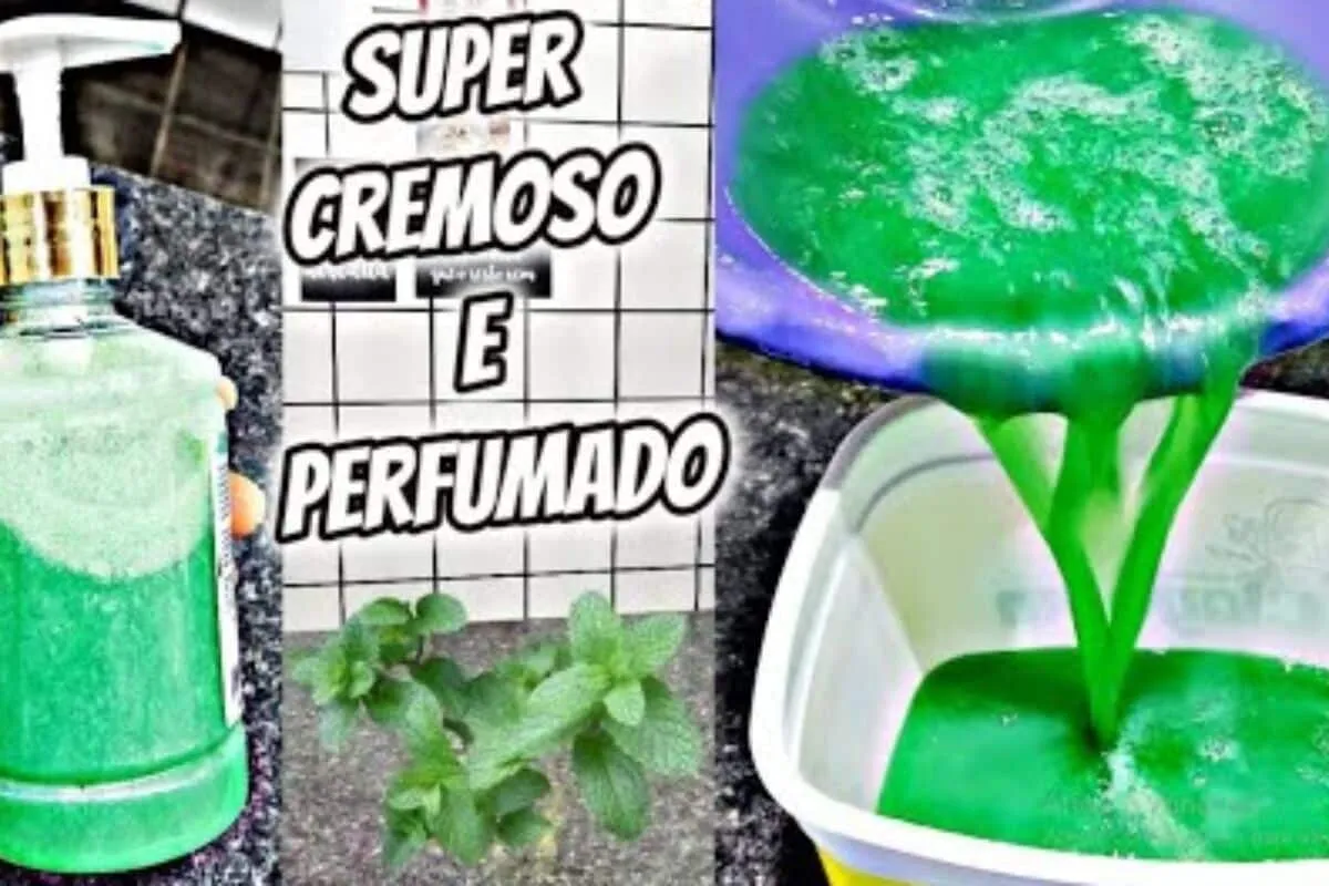 Sabonete líquido de hortelã caseiro com 4 ingredientes fácil