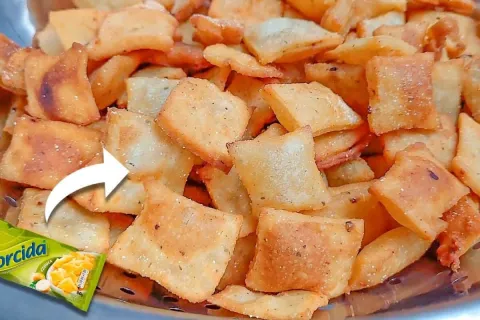 Salgadinho de milho caseiro super crocante e saboroso, para 