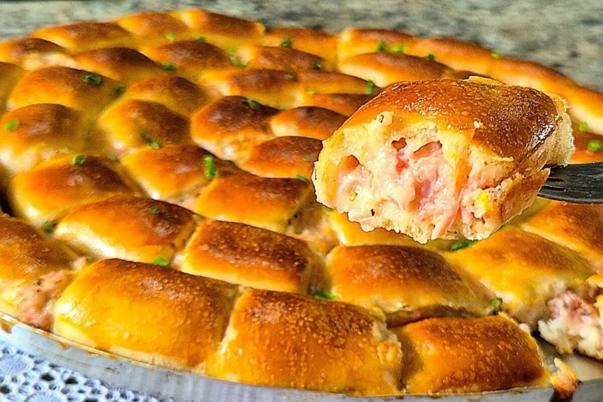 Salgado de presunto e queijo igual de padaria com massa perf