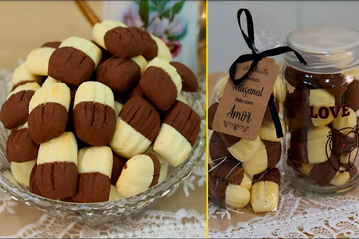 Sequilhos de leite ninho com chocolate dois sabores que vão