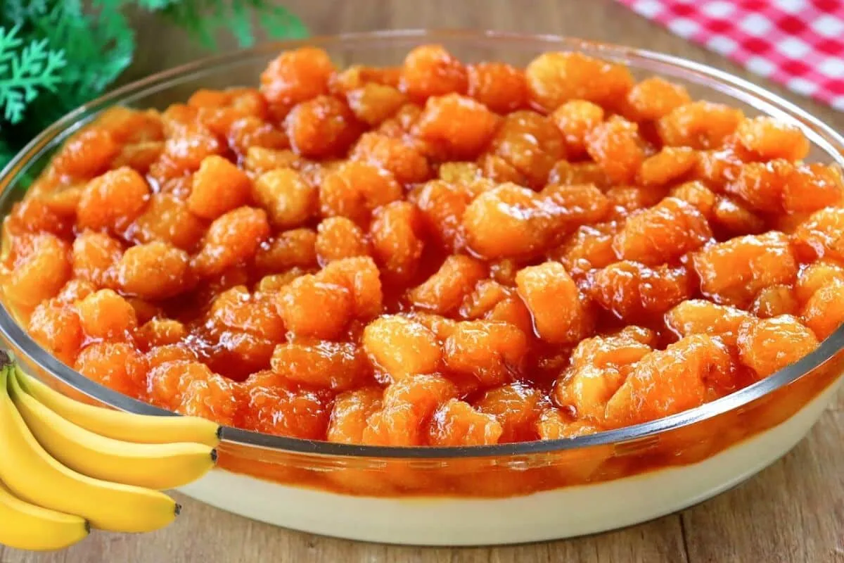 Sobremesa de banana deliciosa e econômica, um doce cremoso q