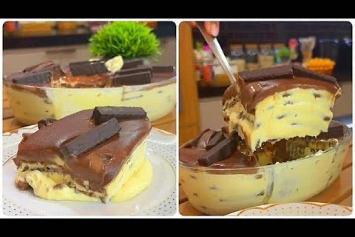 Sobremesa de maracujá com Bis bem geladinha e com aquela cre