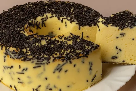 Sobremesa de maracujá com granulado: basta bater tudo no liq