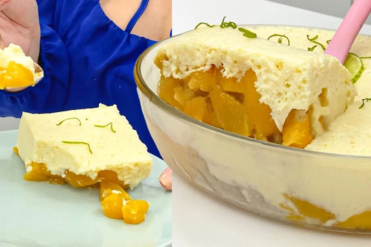 Sobremesa de pêssego com creme gelado: fácil de fazer e impo