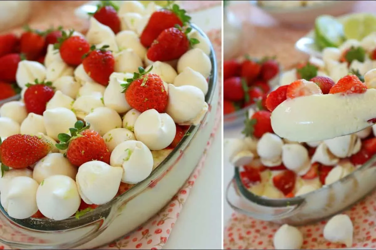 Sobremesa refrescante e fácil: mousse de limão com morangos