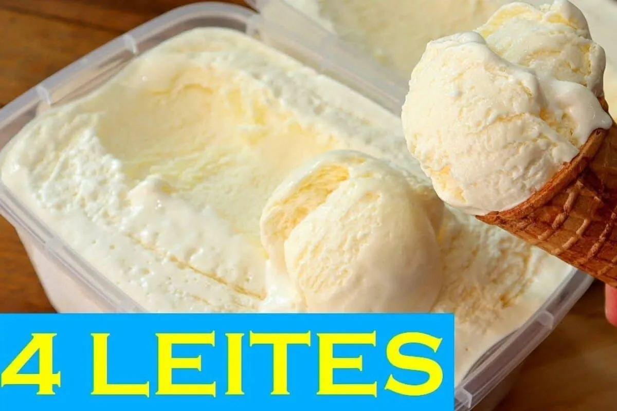 Sorvete caseiro 4 leites com sabor incrível e cremosidade qu
