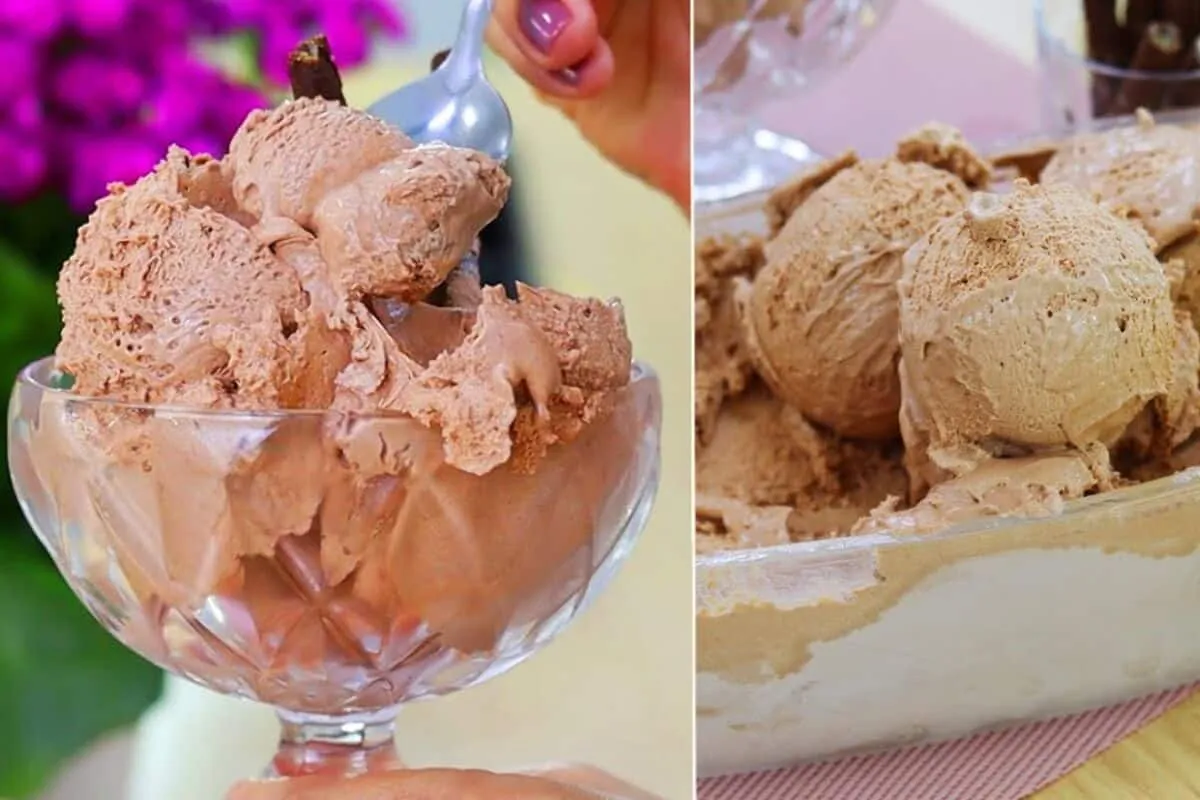 Sorvete de chocolate com quatro ingredientes super cremoso e