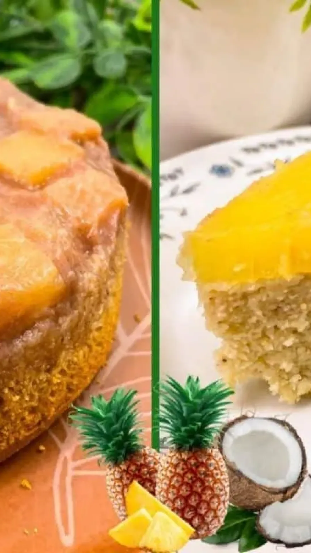 Bolo de abacaxi com coco sem leite e sem glúten, que fica fofinho, leve e saudável
