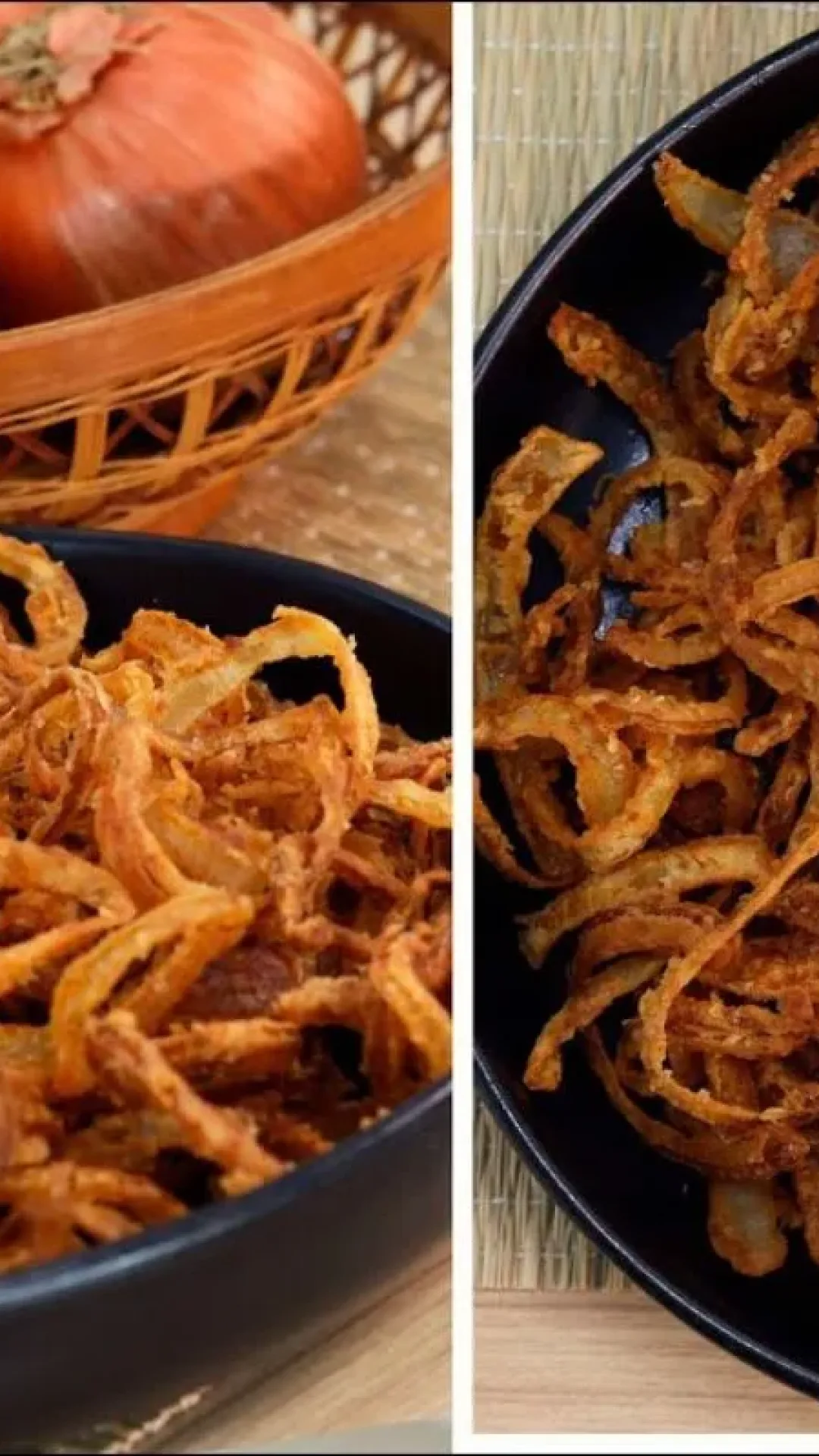 Cebola crispy, um acompanhamento sequinho e crocante feito com poucos ingredientes