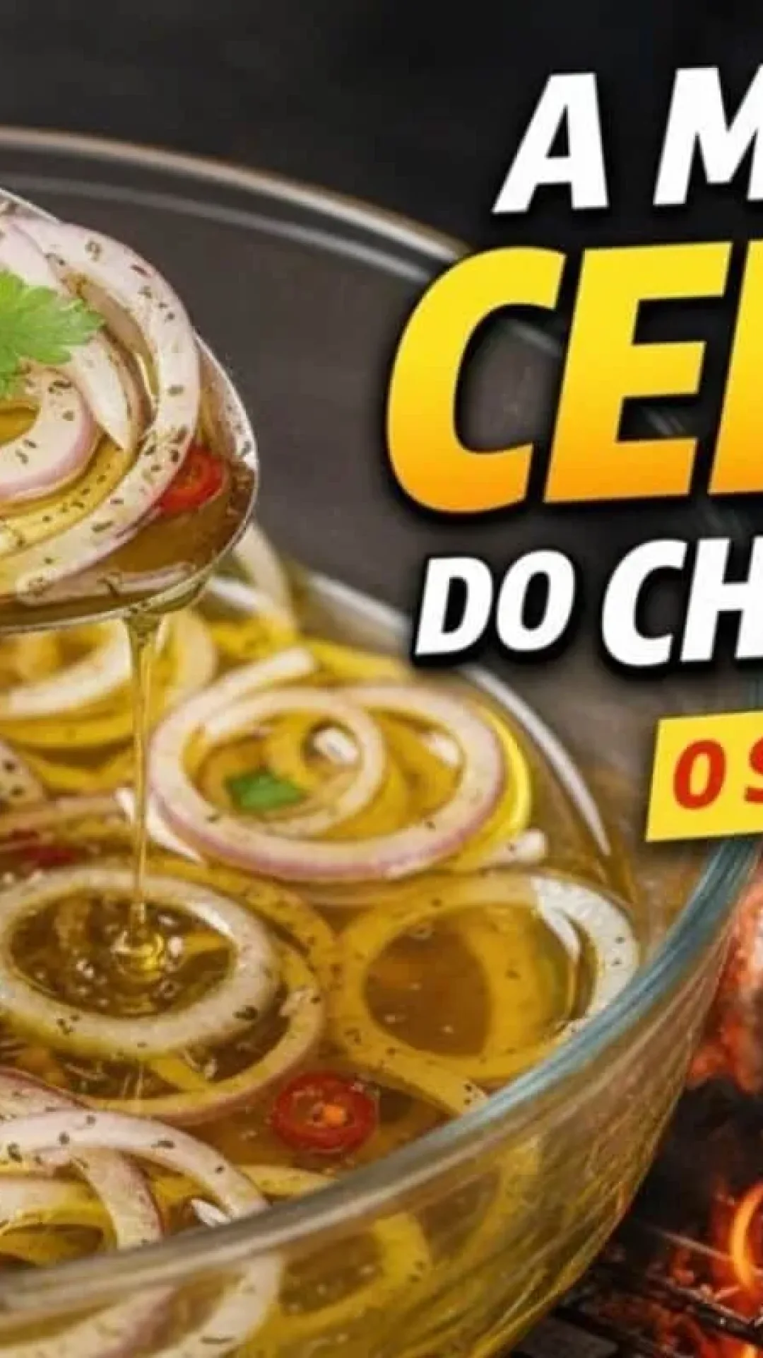 Cebola de churrascaria deliciosa, curtida com um segredo especial para não arder e não amargar