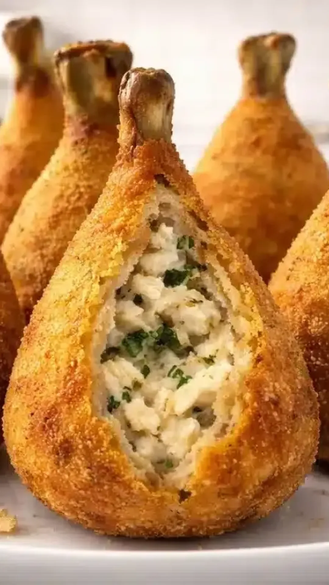 Coxinhas sem massa muito recheadas de frango, super cremosas por dentro e com uma casquinha  irresistível