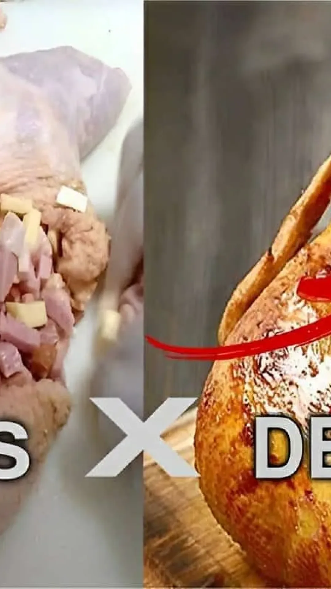 Frango desossado recheado com calabresa bacon e parmesão perfeito para a ceia de natal