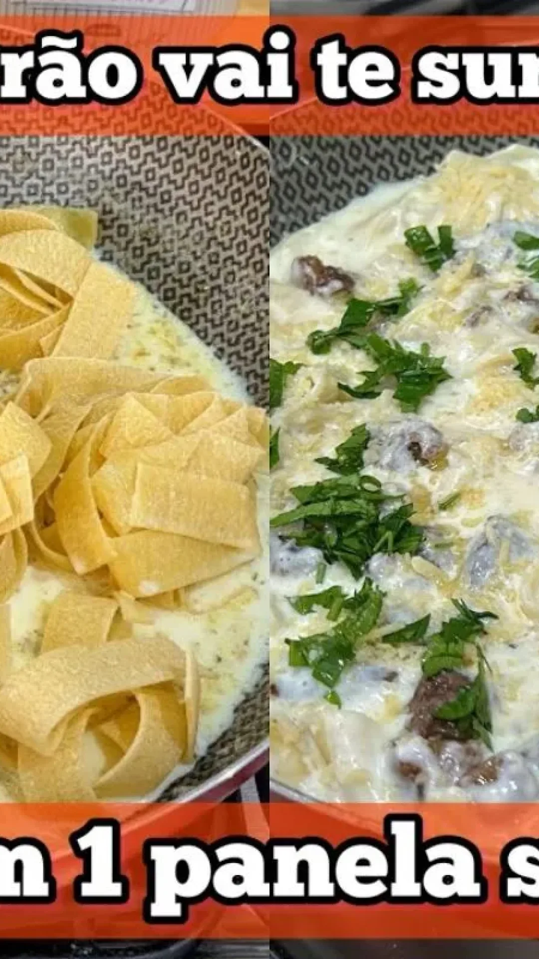 Macarrão ao molho de leite com queijo e carne feito tudo em uma panela e muito saboroso