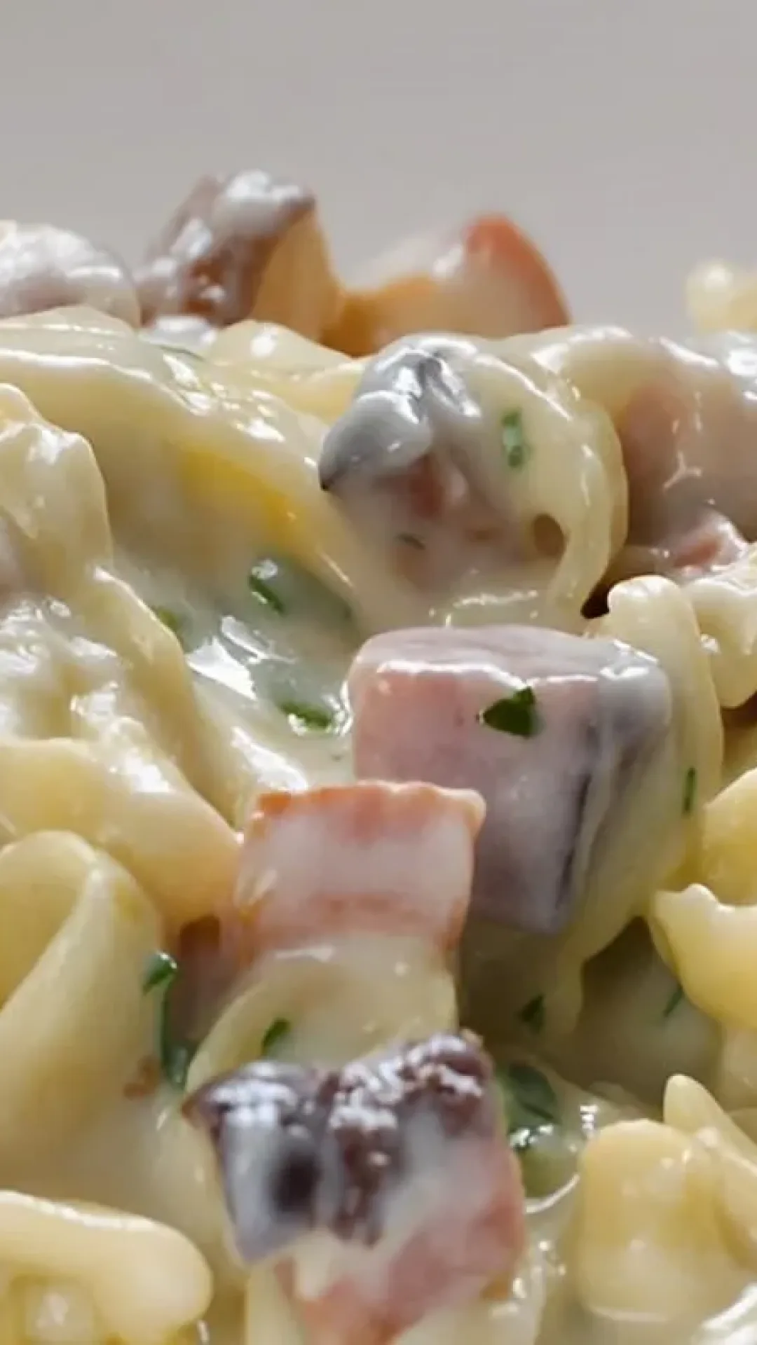 Macarrão com molho branco e bacon fácil e rápido para seu almoço ou jantar