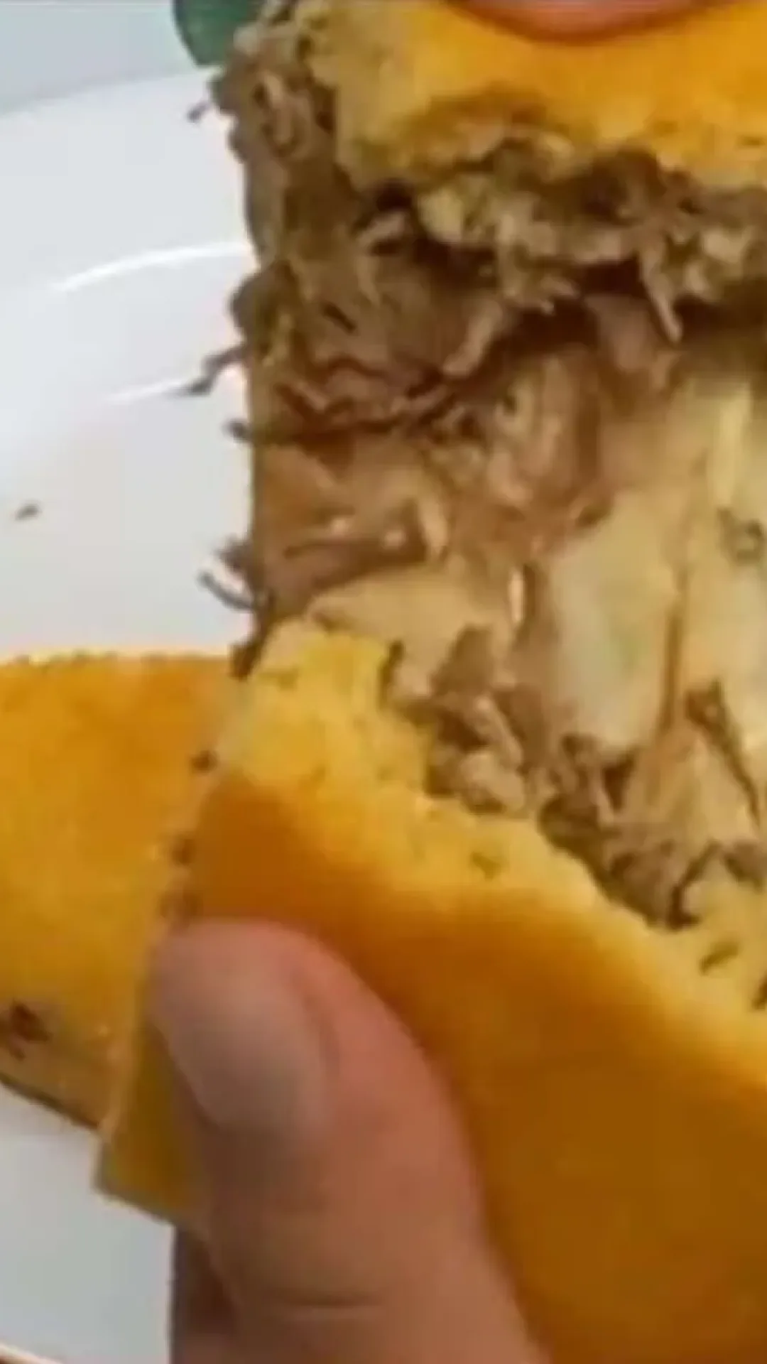 Pão de flocão recheado com carne e queijo fácil de preparar que fica uma delícia
