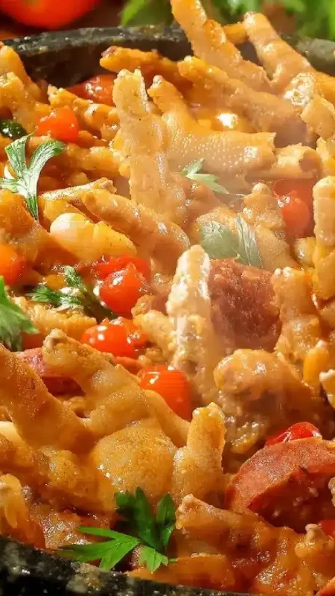 Pé de frango na cerveja cozido com feijão branco para ficar com um caldo grosso e cheio de sabor