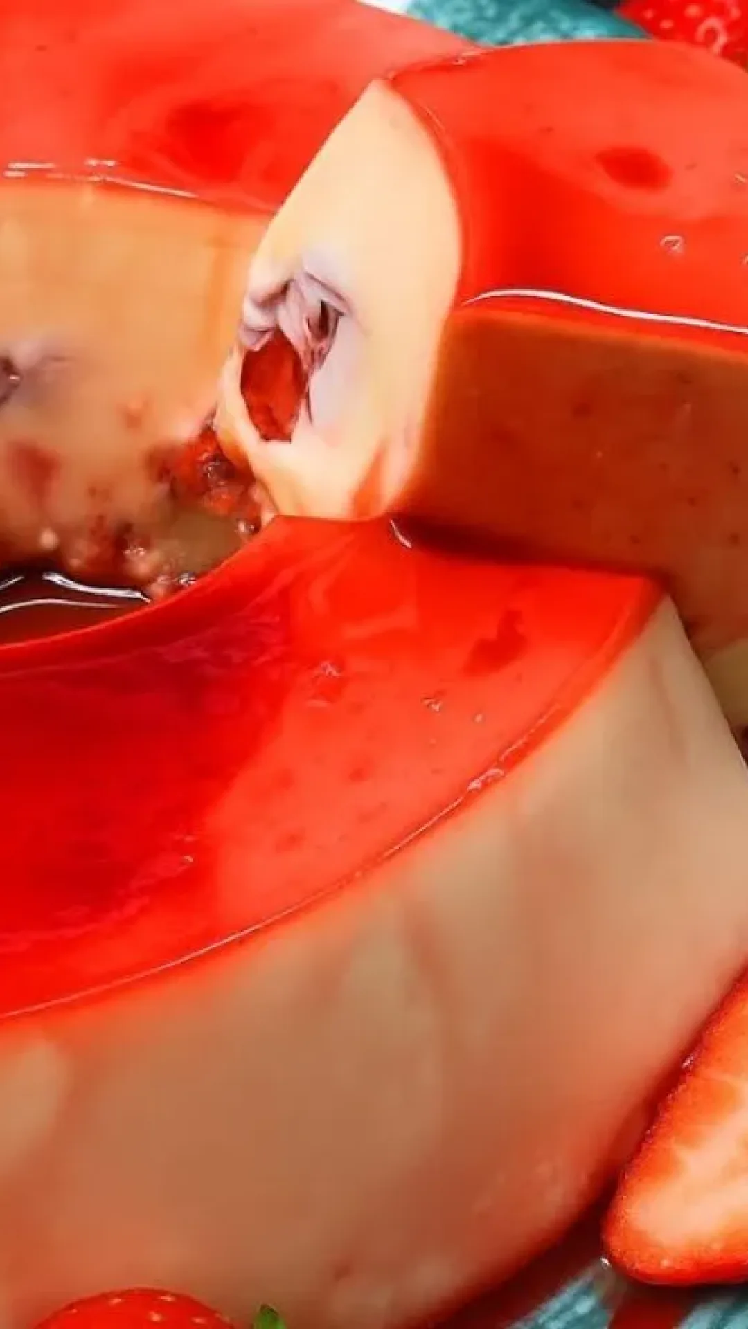 Pudim de morango do amor feito sem forno para uma sobremesa cremosa e apaixonante