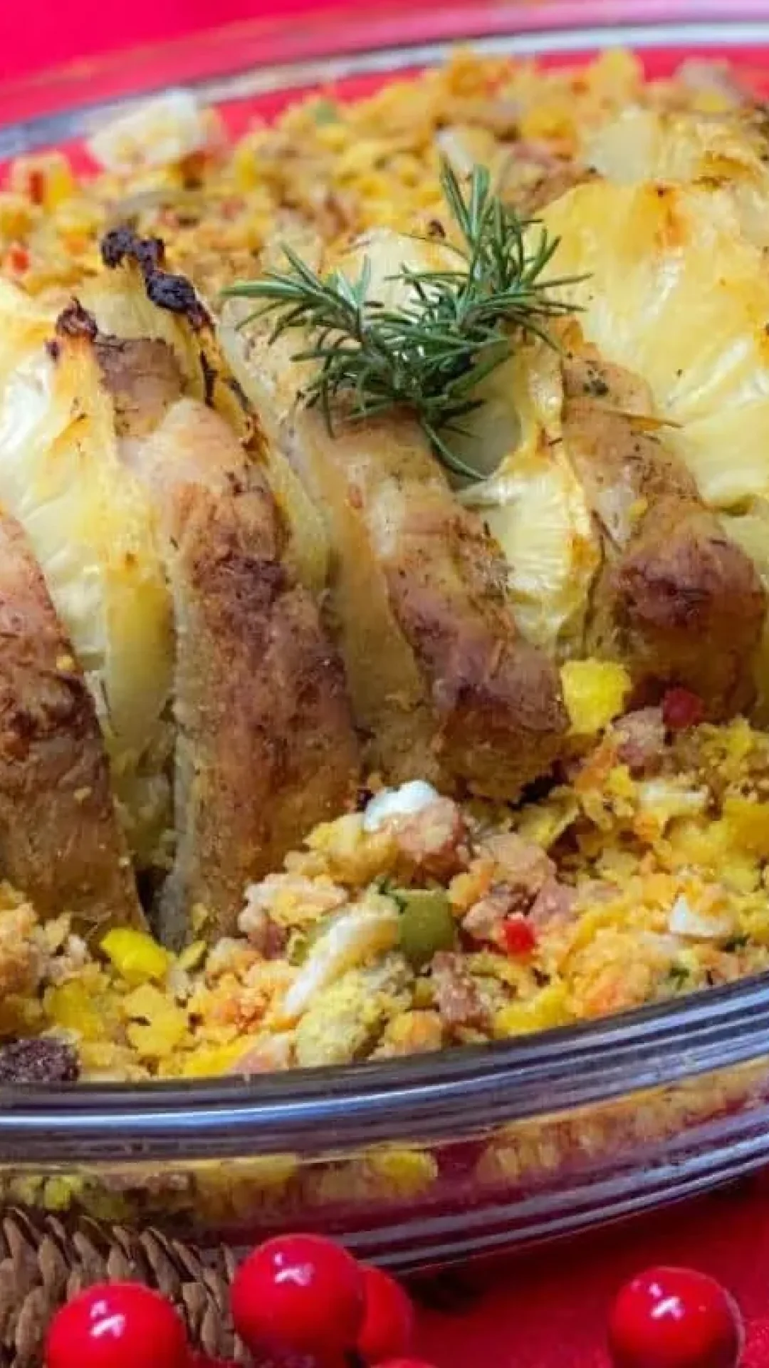 Receita de lombo assado com abacaxi para seu primeiro almoço de domingo do ano