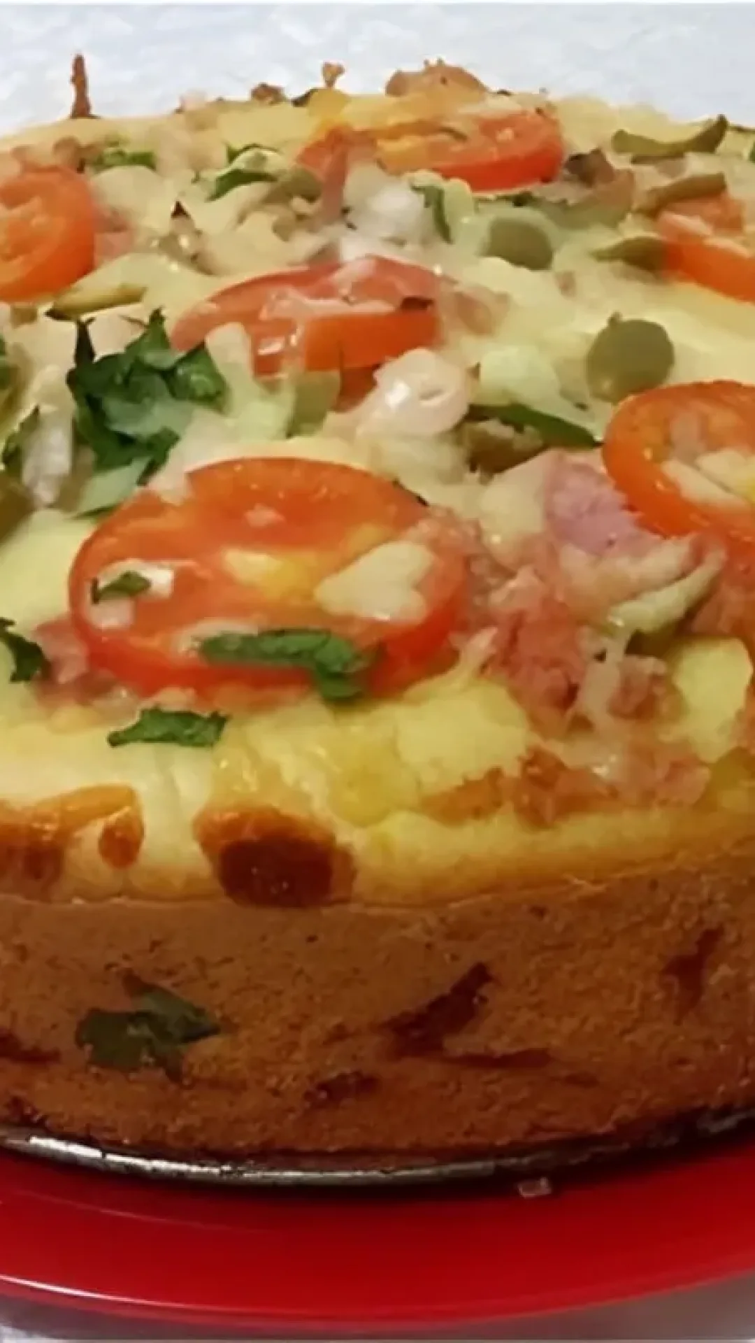 Torta de liquidificador com recheio e cobertura de presunto e queijo você vai fazer sempre