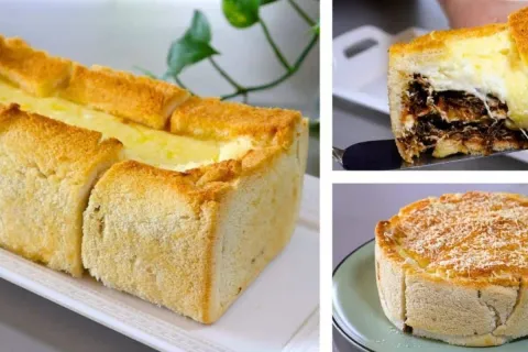 Torta cremosa de carne louca e pão de forma que você vai ado