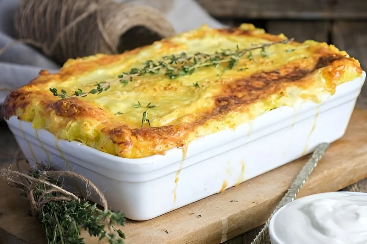 Torta de batata recheada com presunto e queijo uma novidade