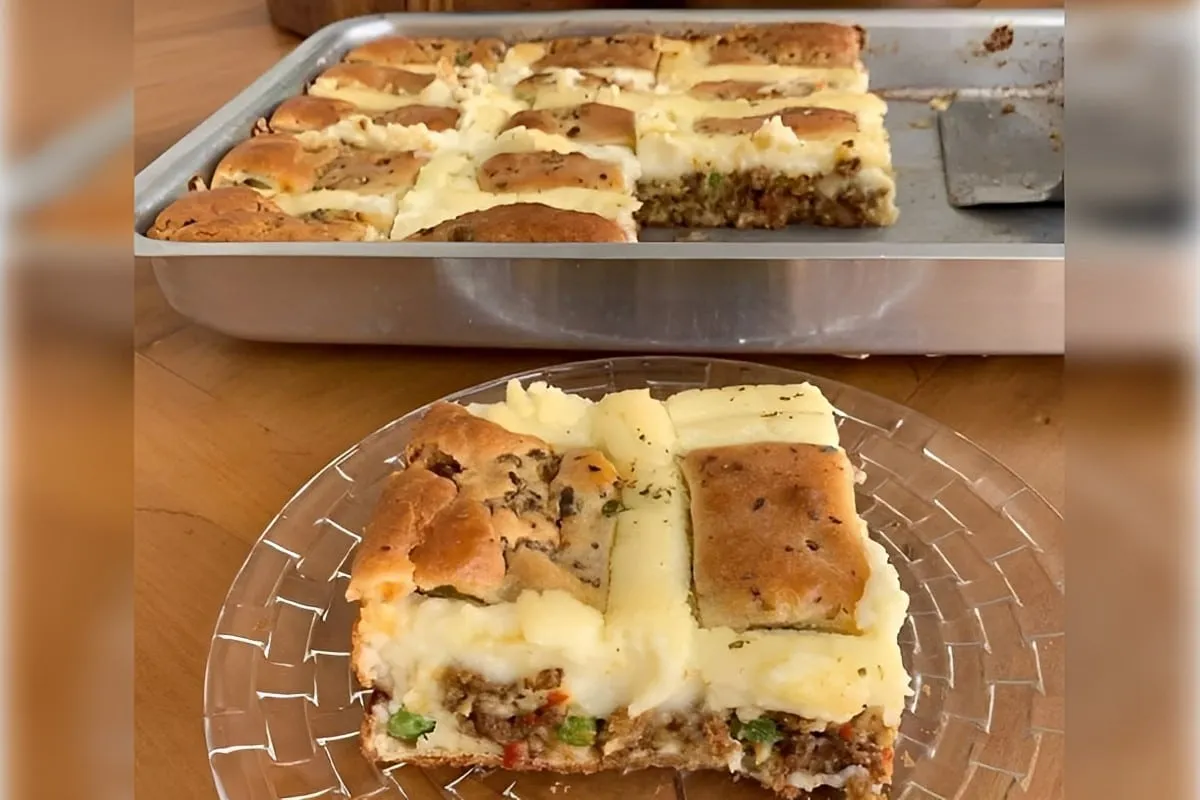 Torta de carne moída com requeijão simples e prática de prep