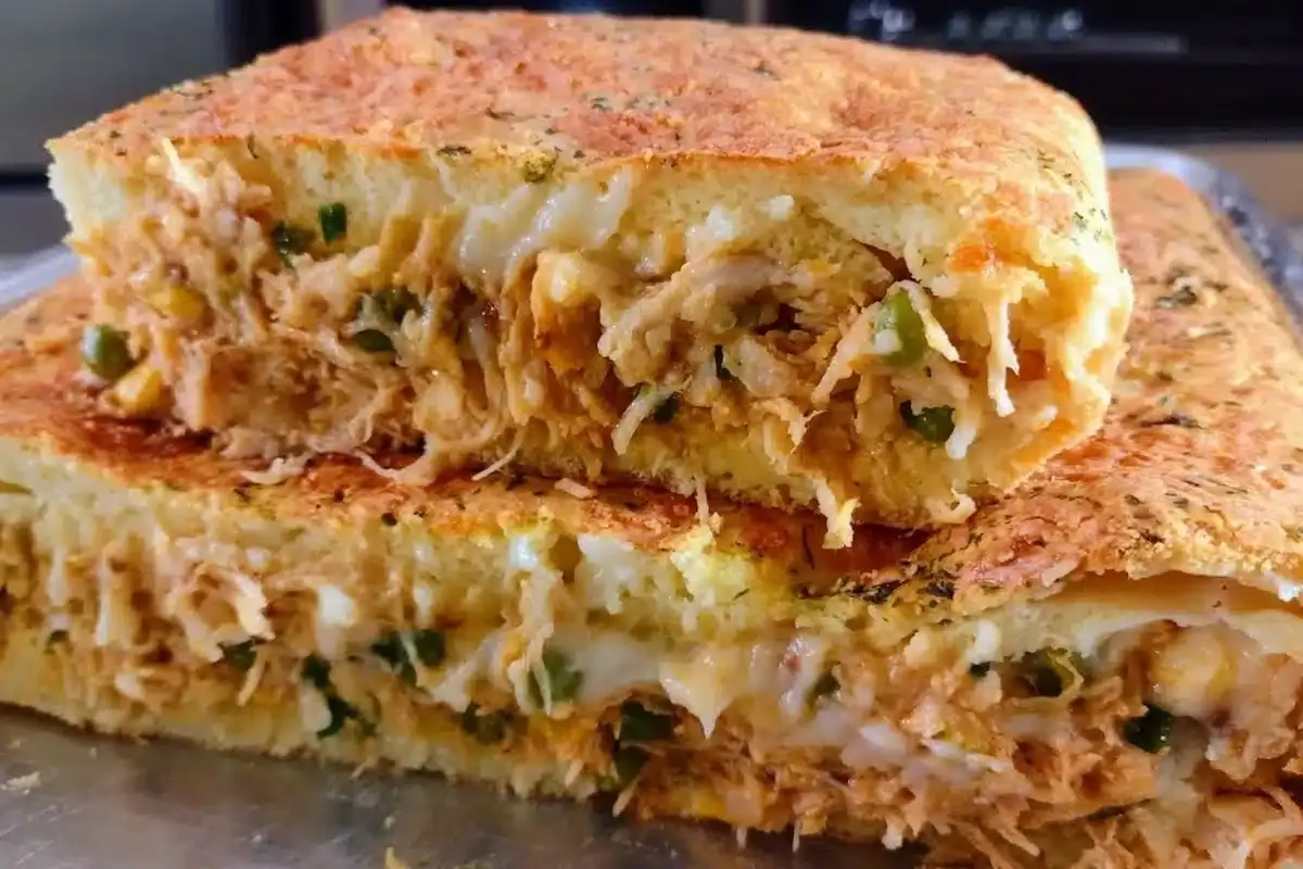 Torta de frango cremosa com massa de liquidificador que desm
