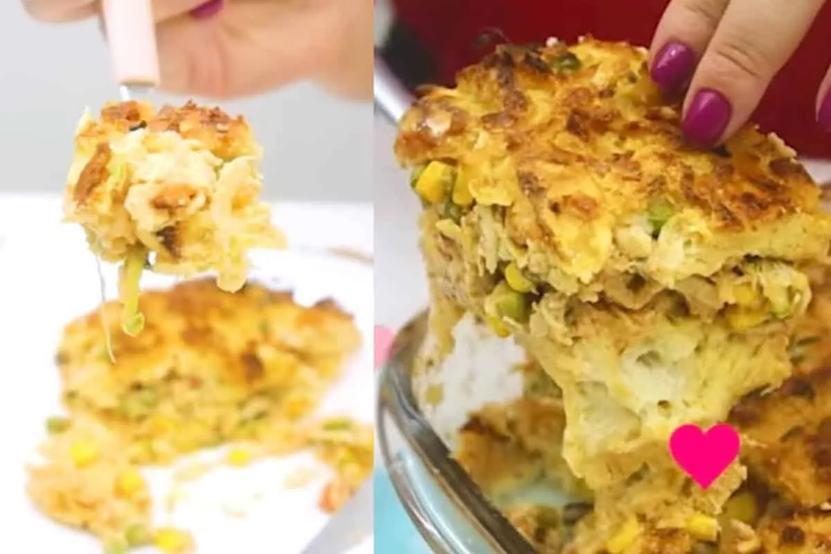 Torta de frango crocante diferente de todas que você já come