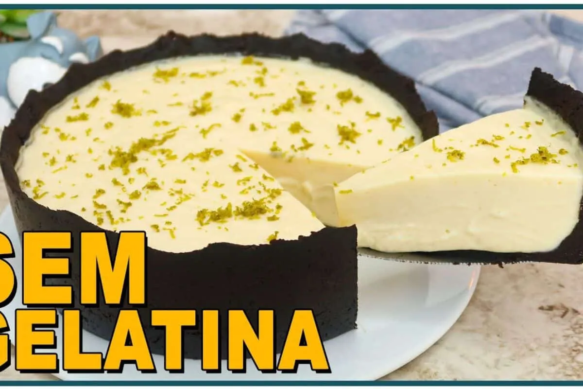 Torta de limão sem gelatina e sem amido de milho, com um cre