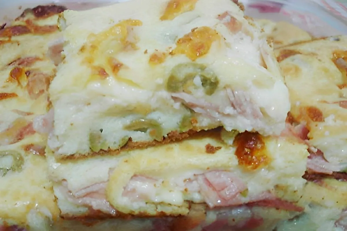 Torta de presunto e queijo toda feita no liquidificador bem