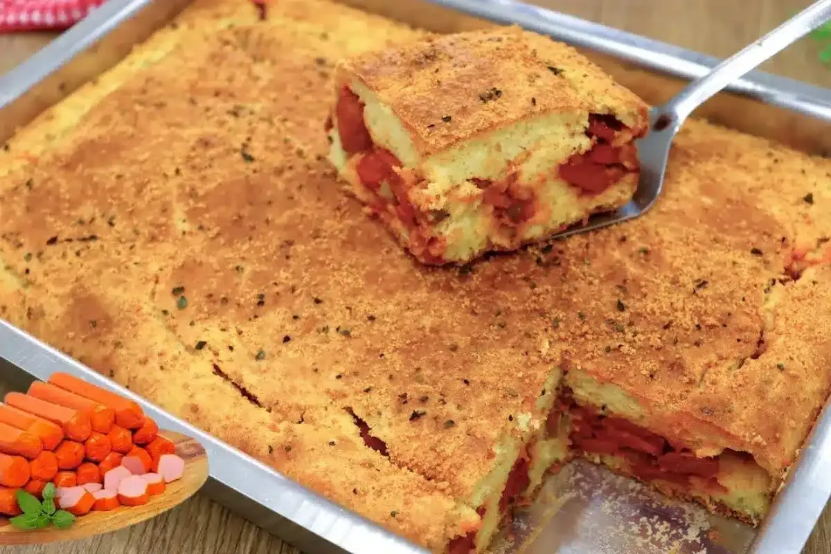 Torta de salsicha com massa especial: um lanche que todo mun