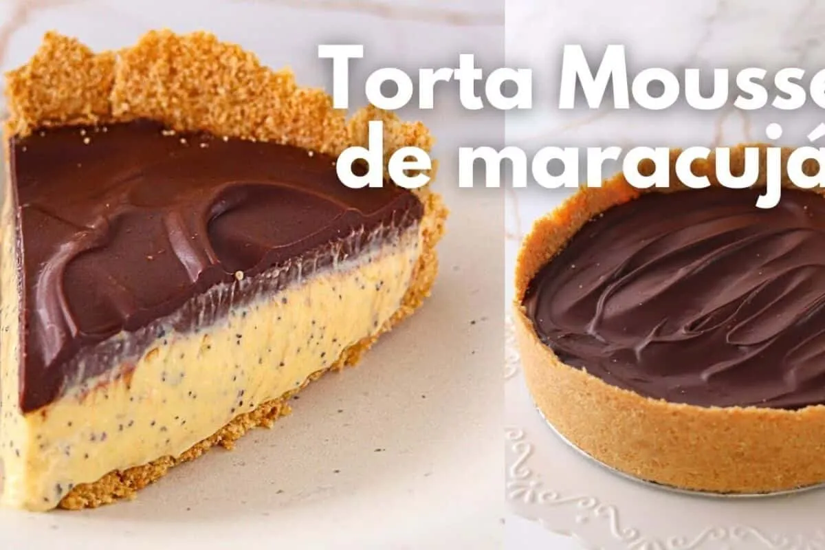 Torta mousse de maracujá com chocolate, não vai ao forno e f