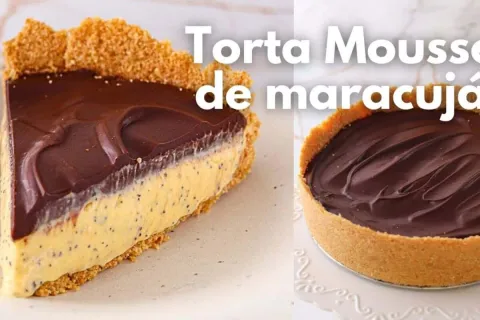 Torta mousse de maracujá com chocolate, não vai ao forno e f