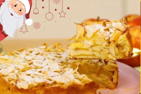 Torta natalina de maçã uma verdadeira delícia para enfeitar 
