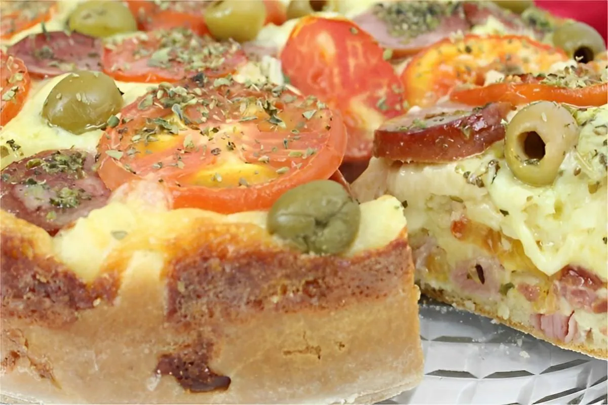 Torta pizza uma torta de liquidificador completa e deliciosa