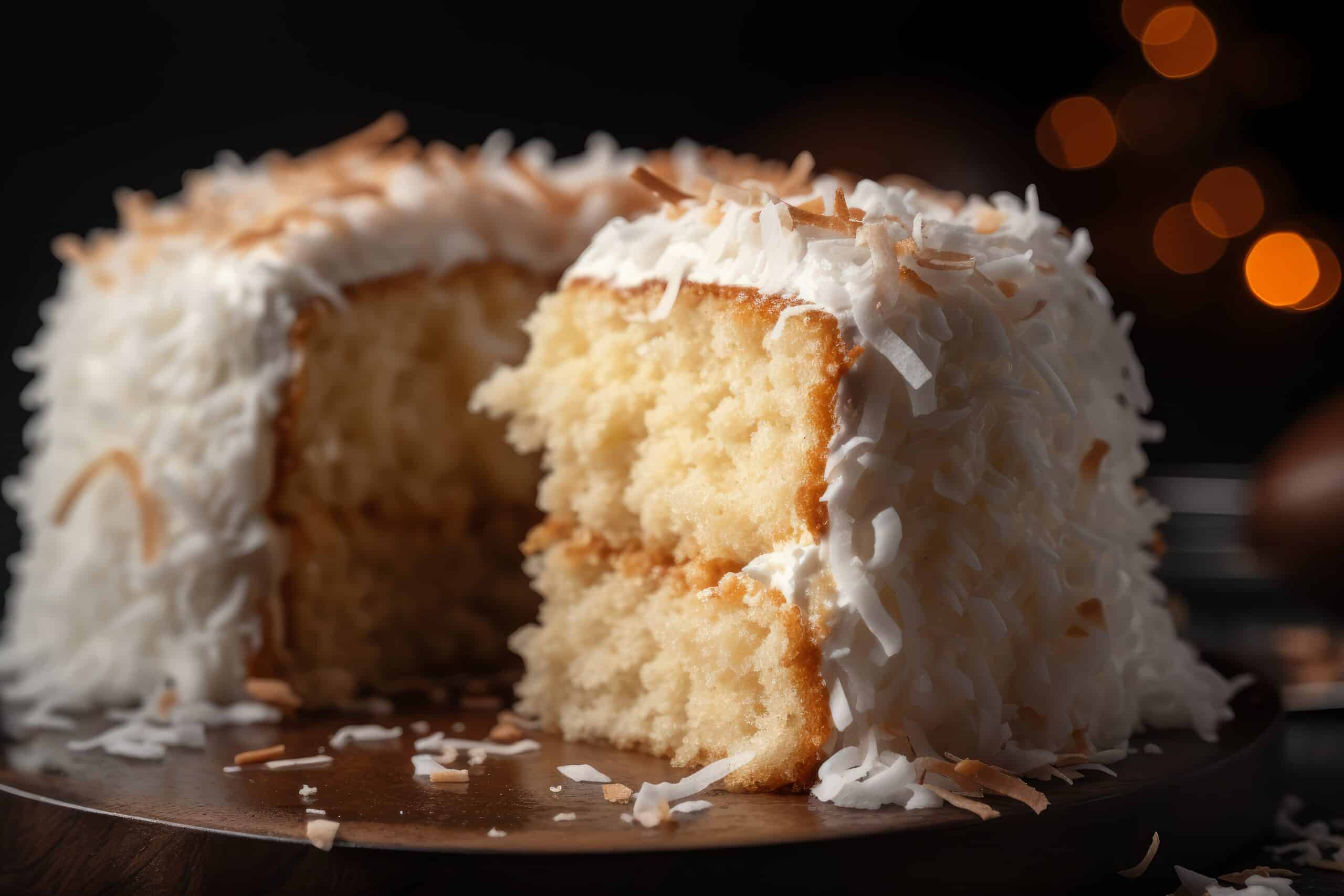 Coconut cake bakery. Cream vanilla. Generate Ai