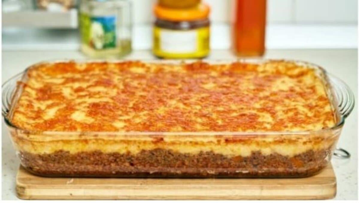 Torta de carne moída com purê de batata DIVINA, corre aprender