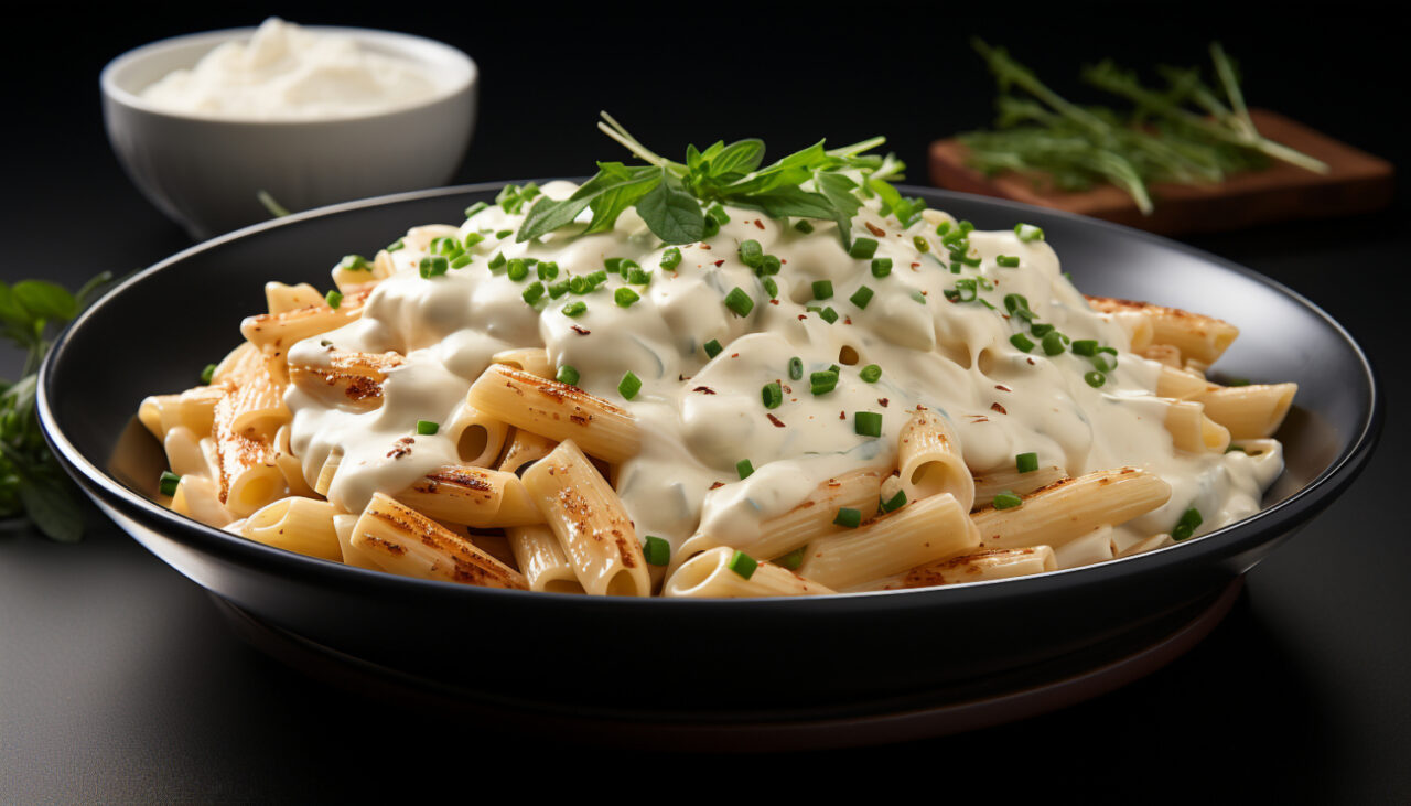 Macarrão ao molho branco com requeijão cremoso, reconfortante e pronto em minutos